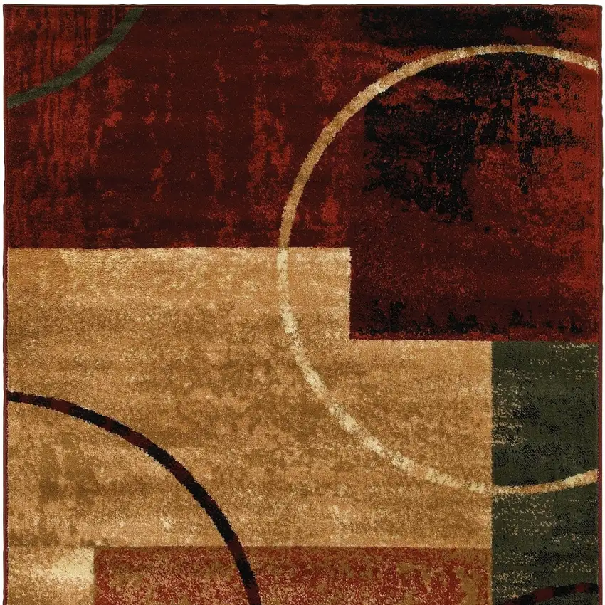 Red and Brown Geometric Area Rug Photo 7