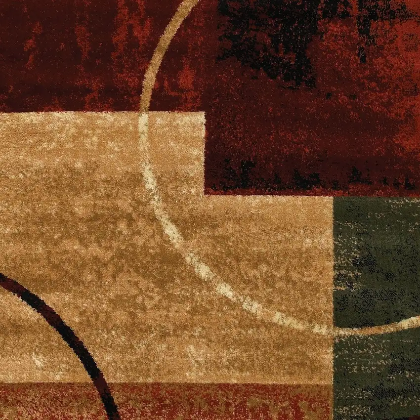 Red and Brown Geometric Area Rug Photo 6