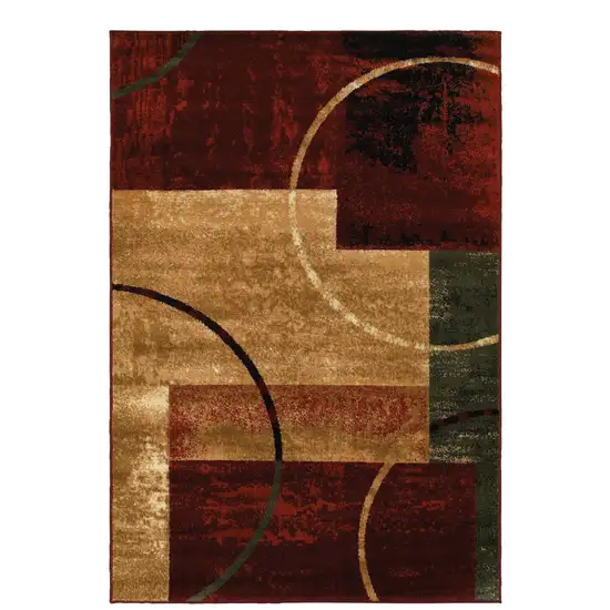 Red and Brown Geometric Area Rug Photo 1
