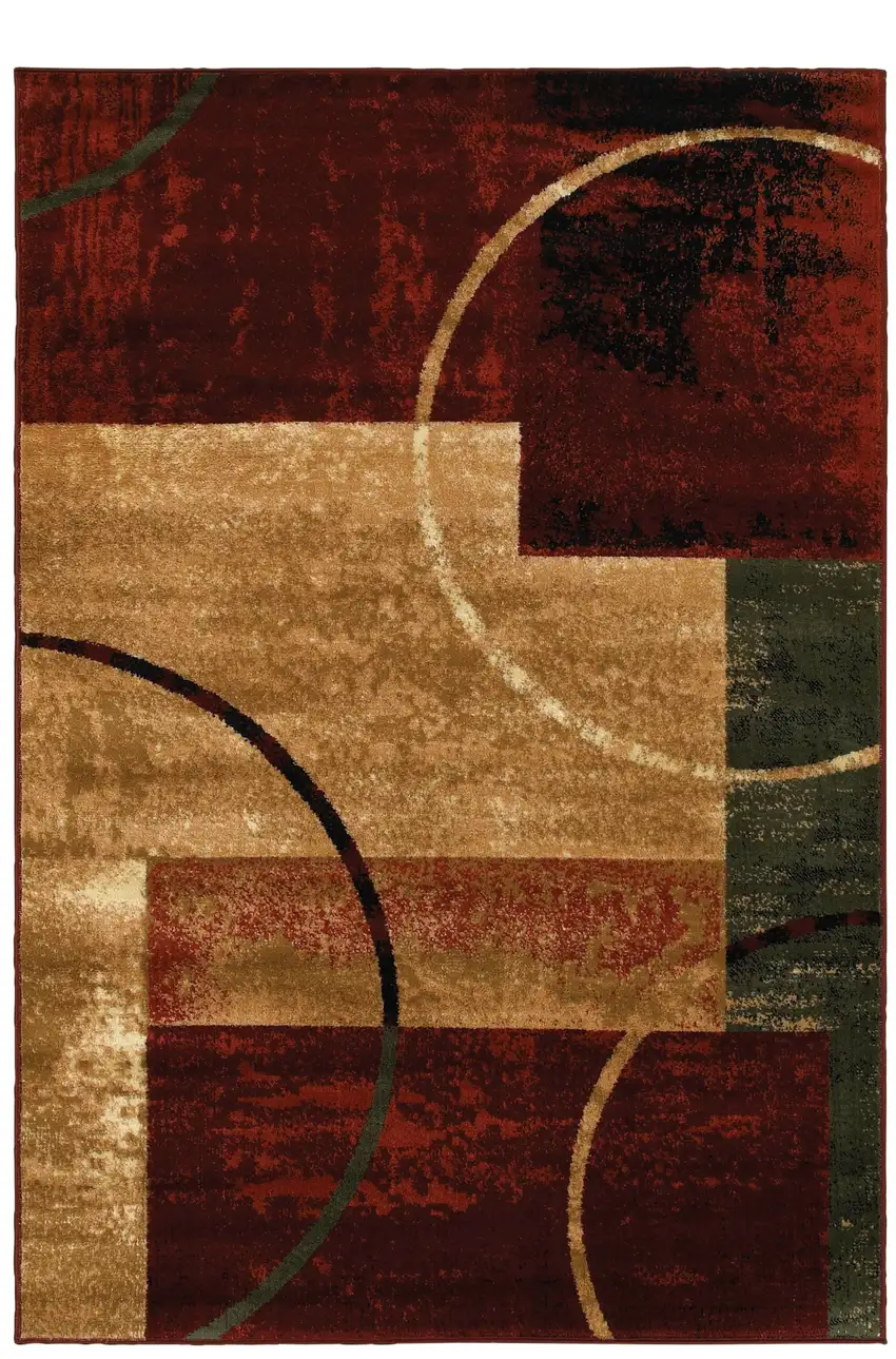 Red and Brown Geometric Area Rug Photo 1