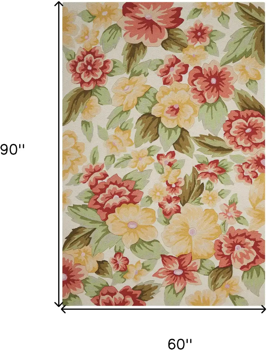 Red and Cream Floral Hand Carved Handmade Area Rug Photo 3