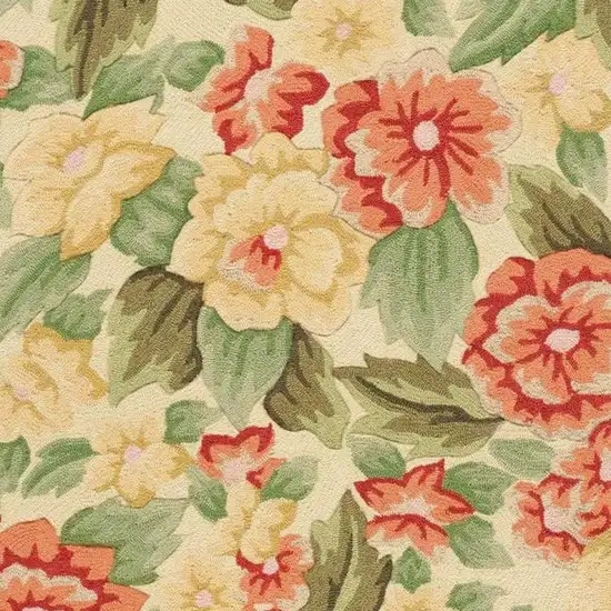 Red and Cream Floral Hand Carved Handmade Area Rug Photo 4