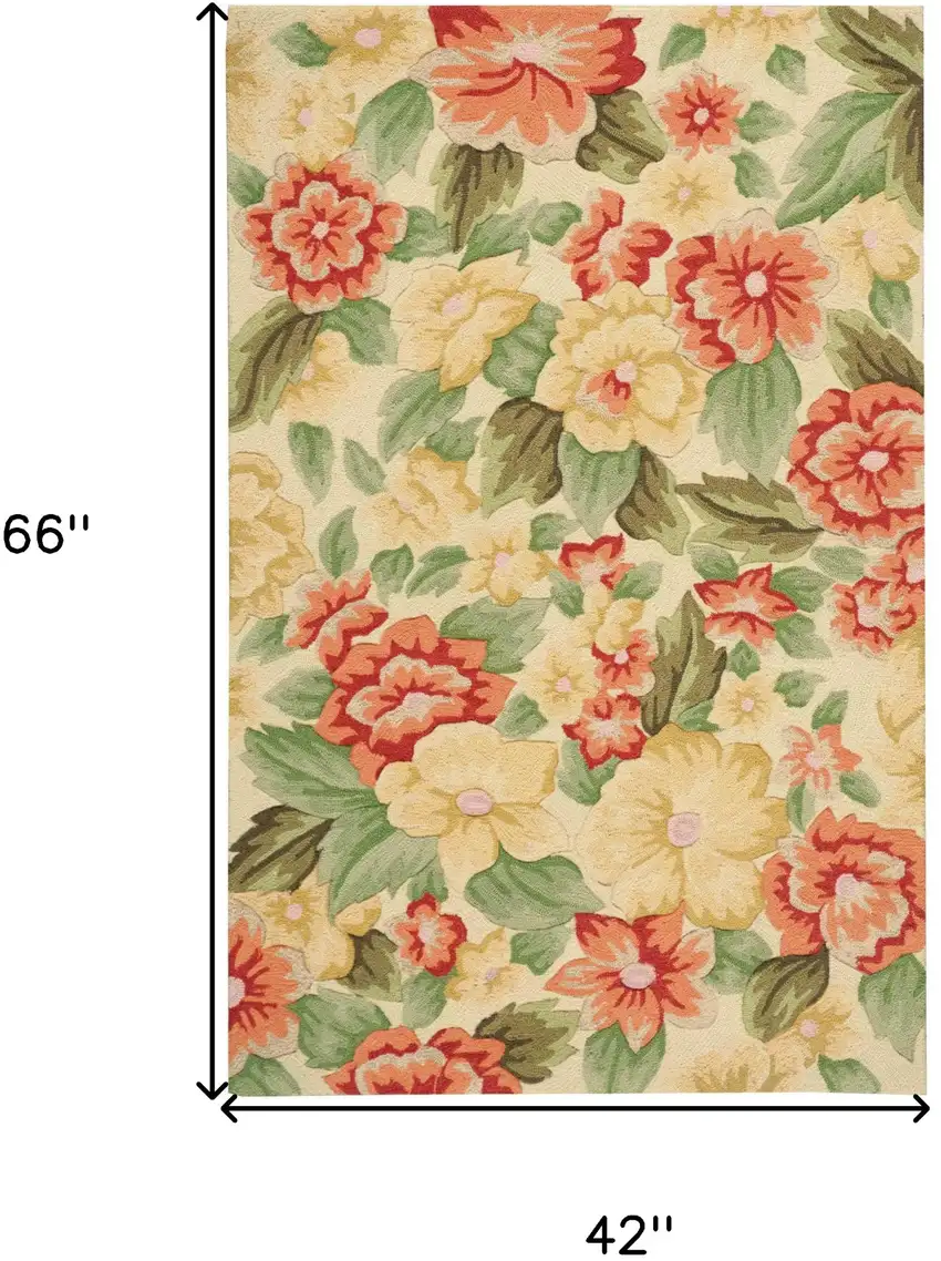 Red and Cream Floral Hand Carved Handmade Area Rug Photo 3