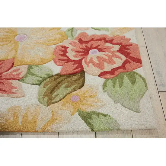 Red and Cream Floral Hand Carved Handmade Area Rug Photo 9