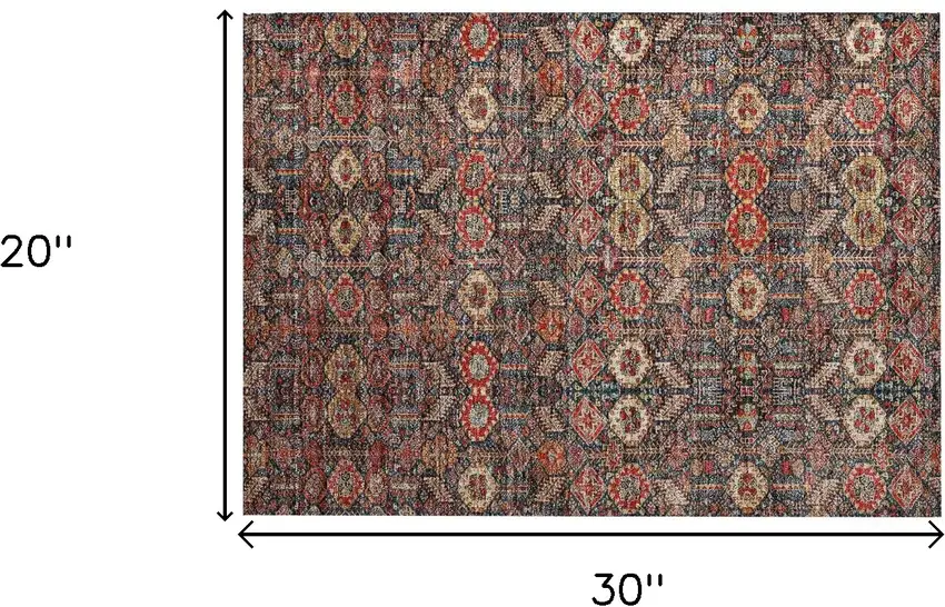 Red and Dark Blue Floral Washable Non Skid Indoor Outdoor Area Rug Photo 3