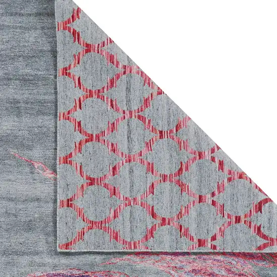 Red and Gray Abstract Hand Tufted Area Rug Photo 6