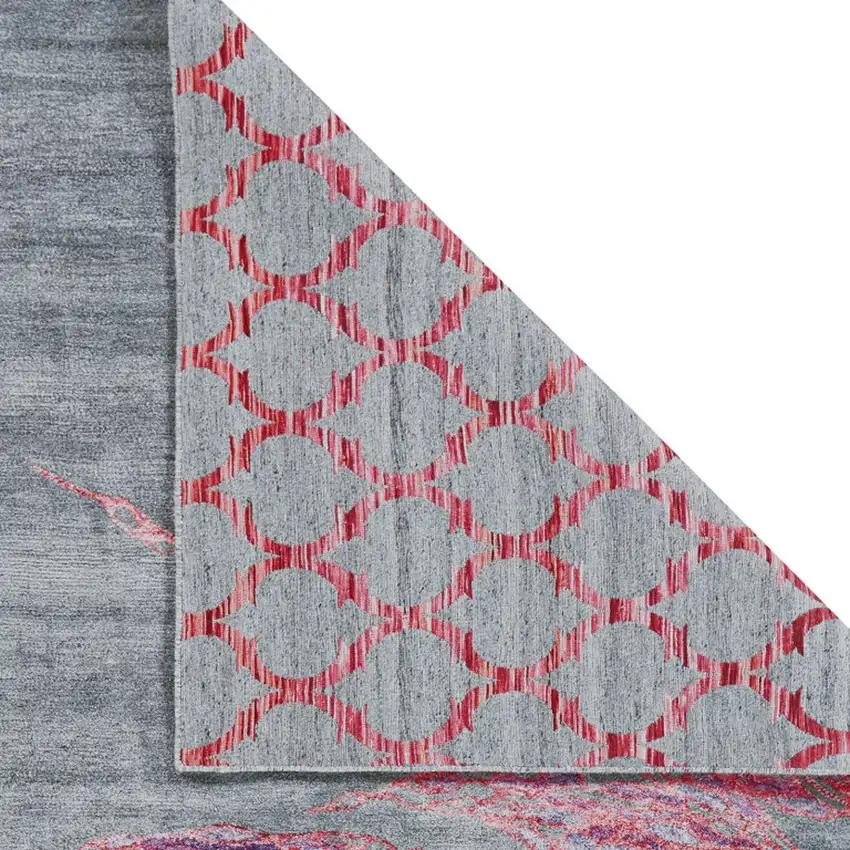 Red and Gray Abstract Hand Tufted Area Rug Photo 6