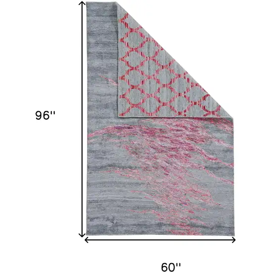 Red and Gray Abstract Hand Tufted Area Rug Photo 8