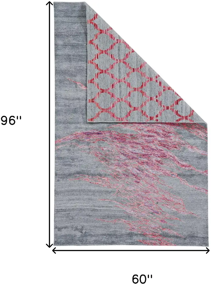Red and Gray Abstract Hand Tufted Area Rug Photo 8