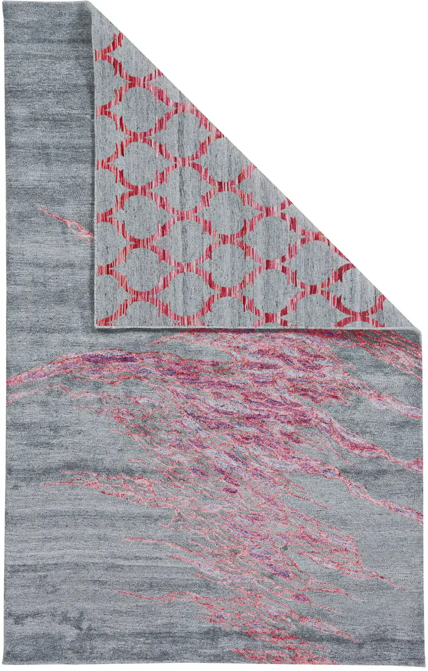Red and Gray Abstract Hand Tufted Area Rug Photo 1