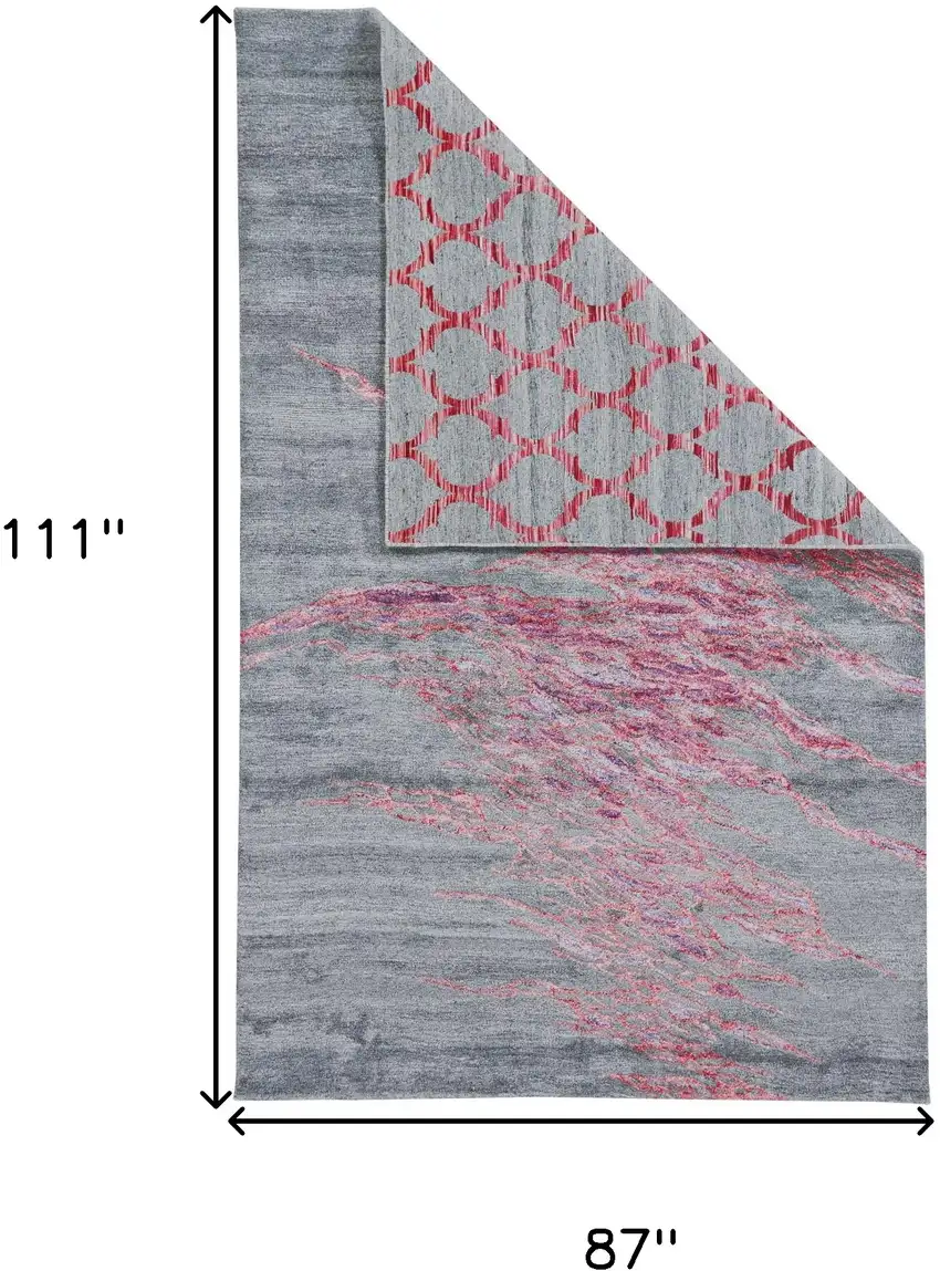 Red and Gray Abstract Hand Tufted Area Rug Photo 8