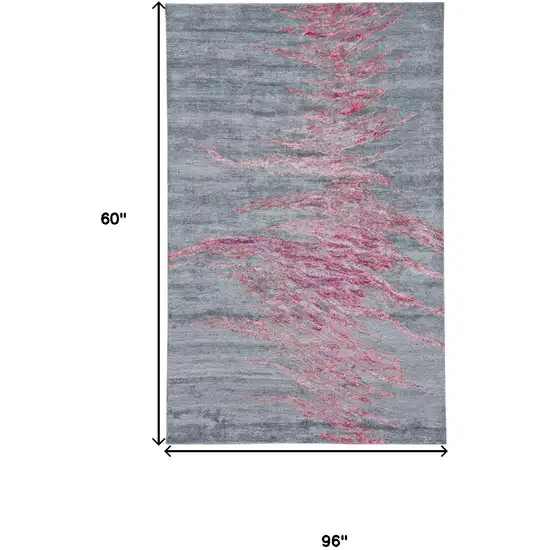 Red and Gray Abstract Hand Tufted Area Rug Photo 6