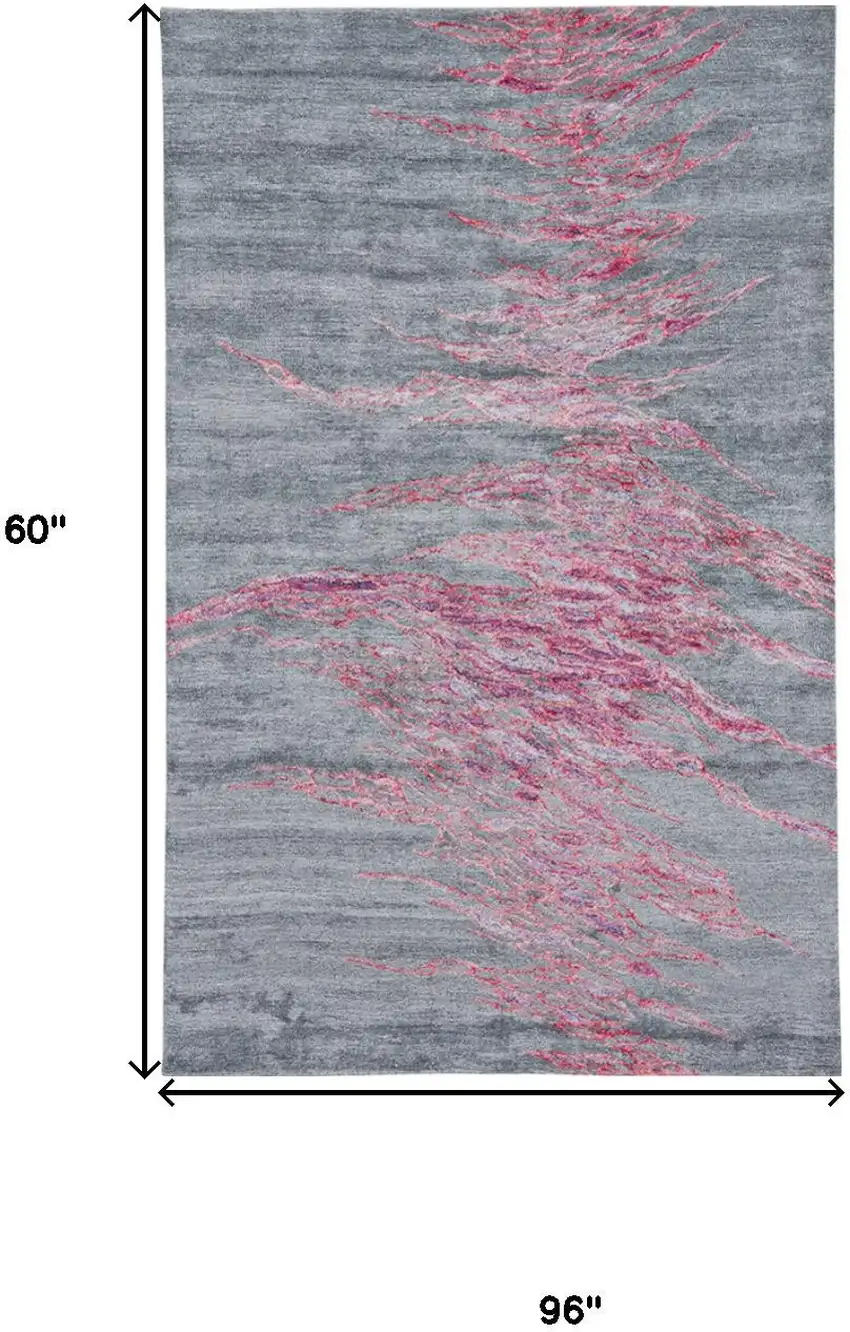 Red and Gray Abstract Hand Tufted Area Rug Photo 6