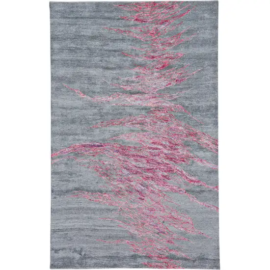 Red and Gray Abstract Hand Tufted Area Rug Photo 2