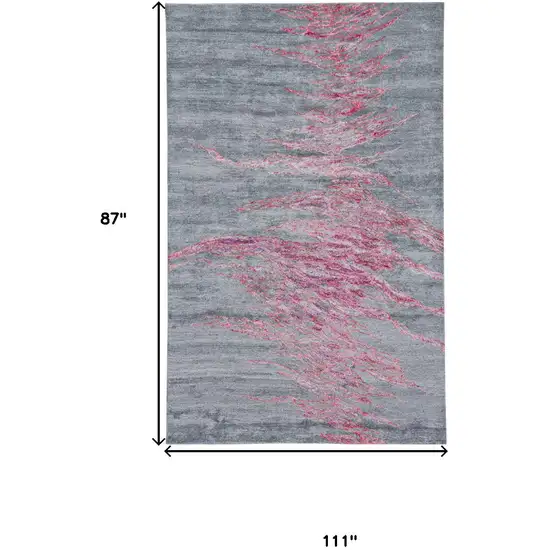Red and Gray Abstract Hand Tufted Area Rug Photo 7