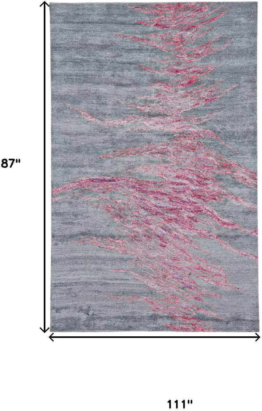 Red and Gray Abstract Hand Tufted Area Rug Photo 7