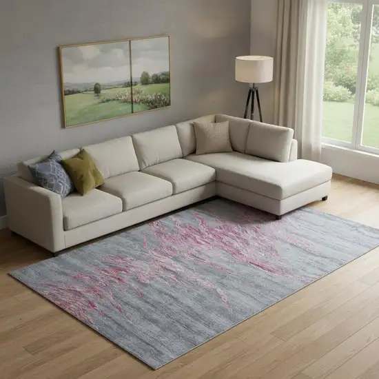 Red and Gray Abstract Hand Tufted Area Rug Photo 1