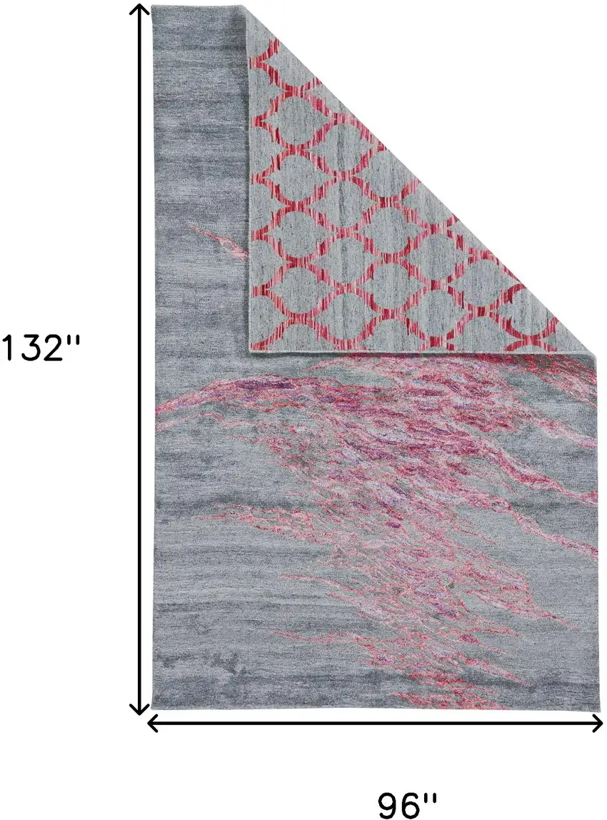 Red and Gray Abstract Hand Tufted Area Rug Photo 8