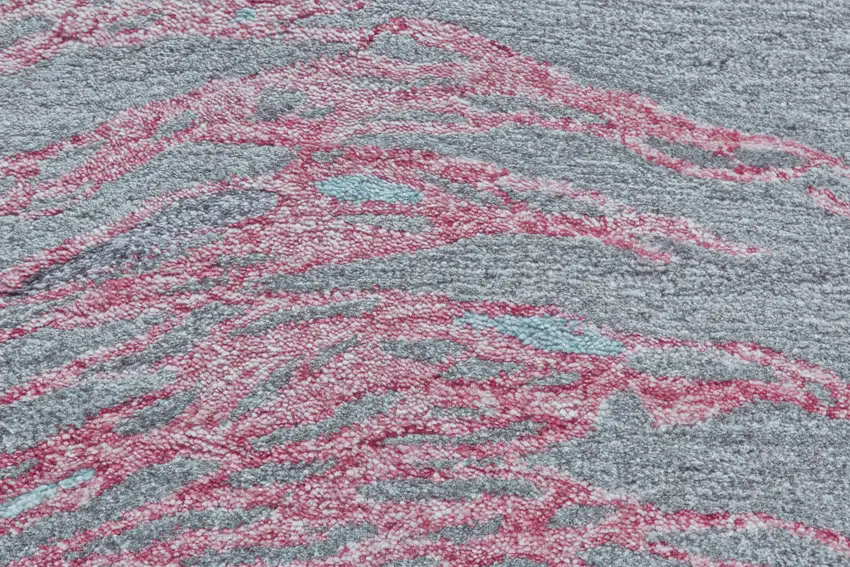 Red and Gray Abstract Hand Tufted Area Rug Photo 9