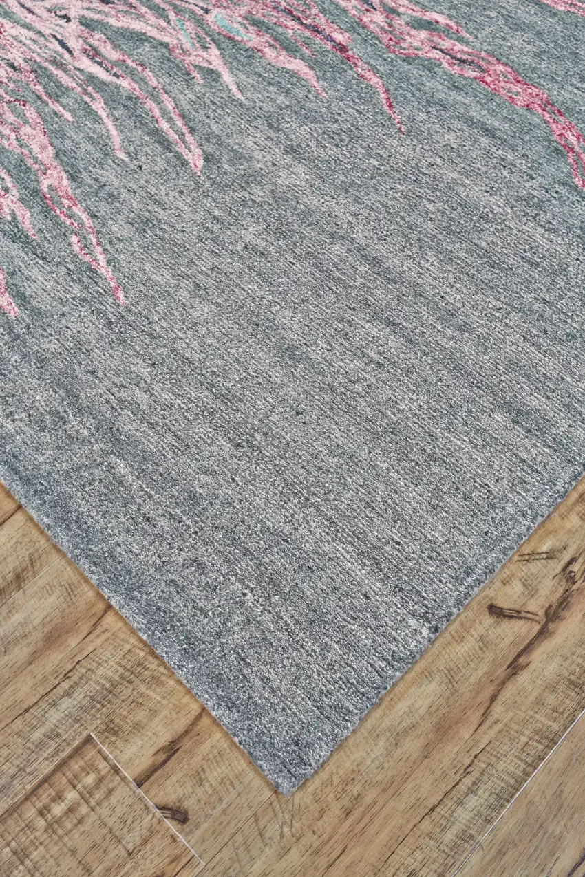 Red and Gray Abstract Hand Tufted Area Rug Photo 4