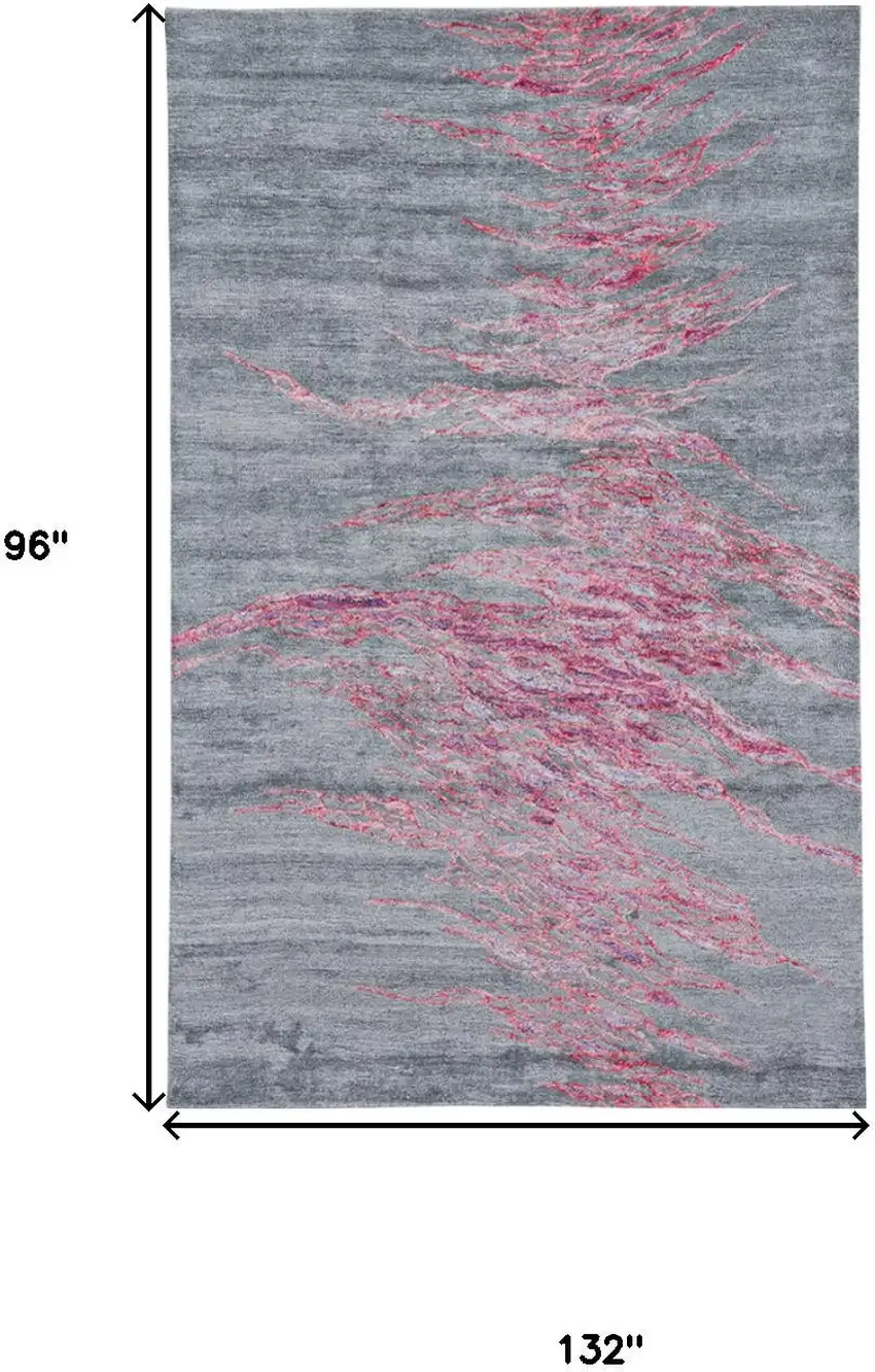 Red and Gray Abstract Hand Tufted Area Rug Photo 8