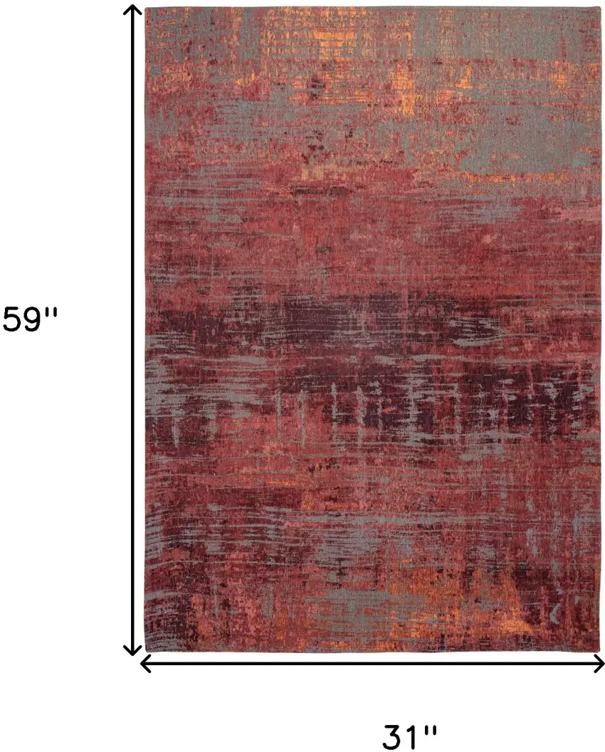 Red and Gray Abstract Non Skid Area Rug Photo 3
