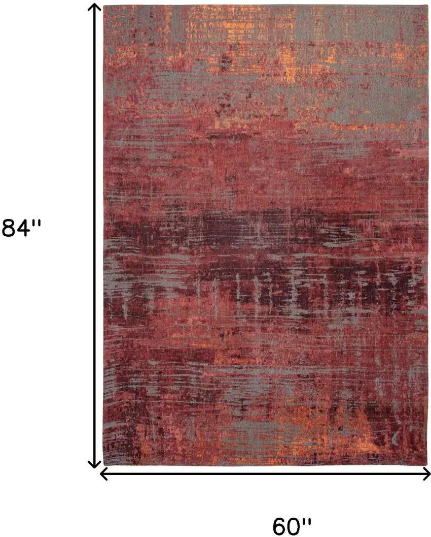 Red and Gray Abstract Non Skid Area Rug Photo 3