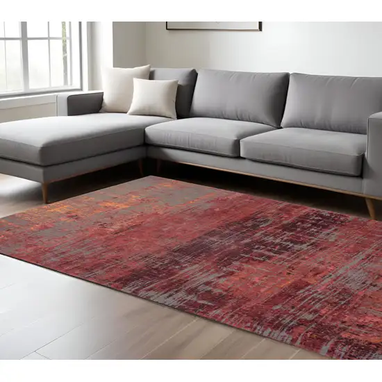 Red and Gray Abstract Non Skid Area Rug Photo 1