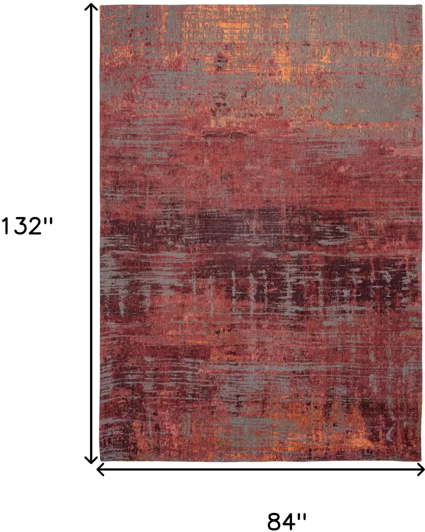 Red and Gray Abstract Non Skid Area Rug Photo 3