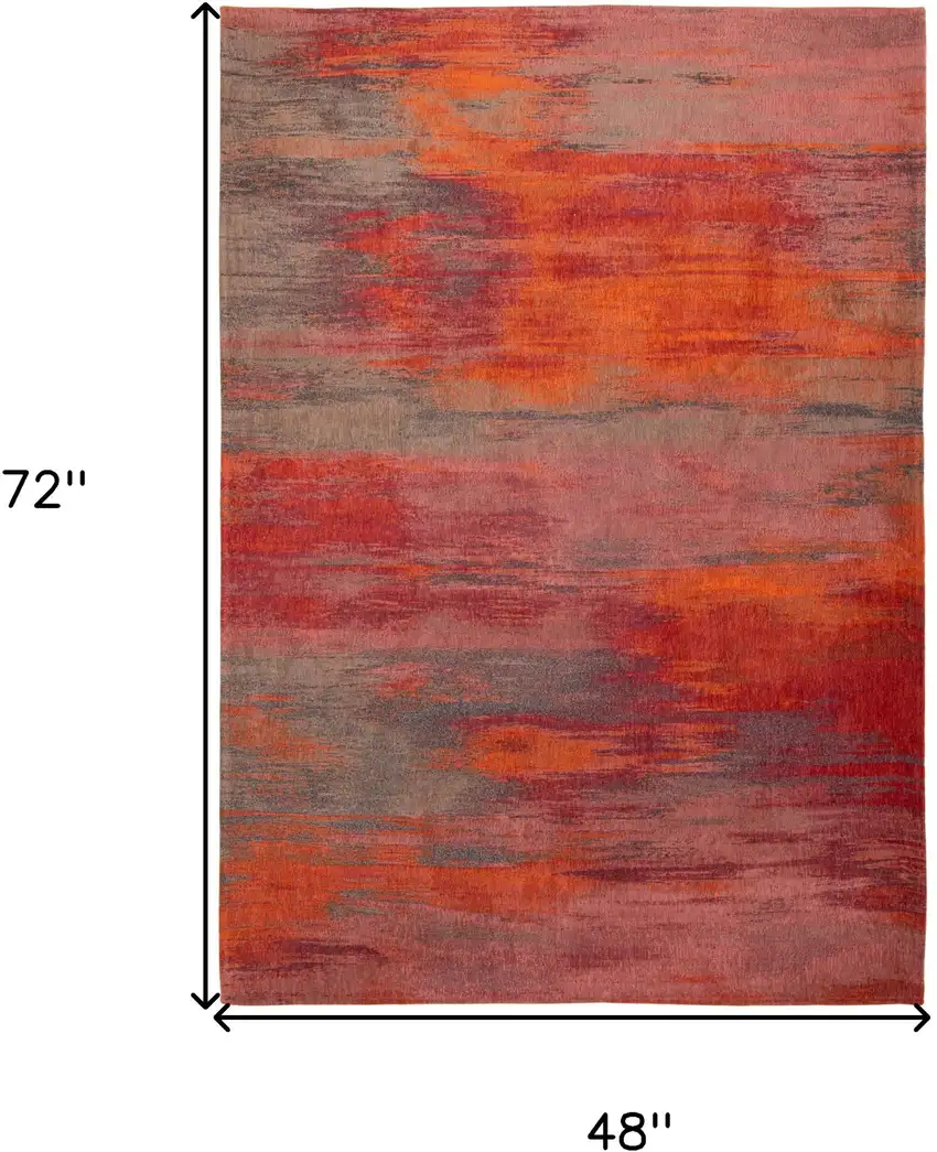 Red and Gray Abstract Non Skid Area Rug Photo 3