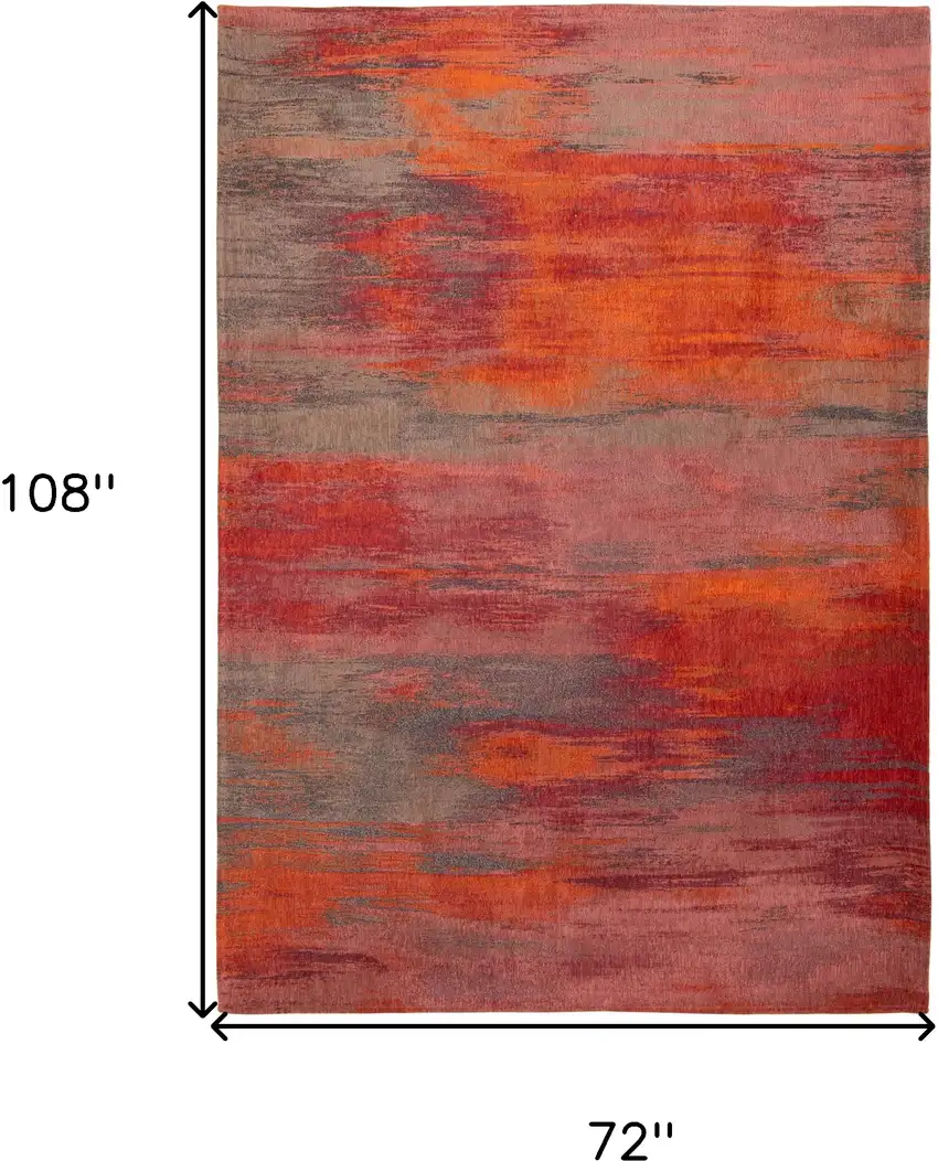 Red and Gray Abstract Non Skid Area Rug Photo 3