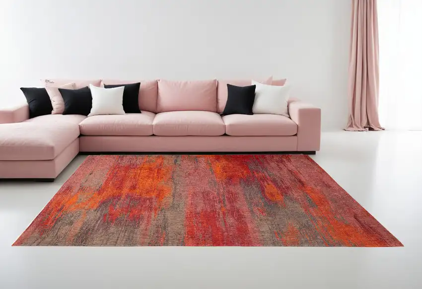 Red and Gray Abstract Non Skid Area Rug Photo 1