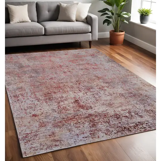 Red Gray And Pink Abstract Area Rug Photo 1