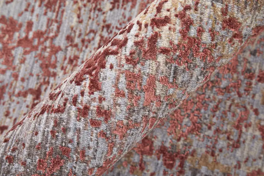 Red and Gray Abstract Power Loom Area Rug Photo 7
