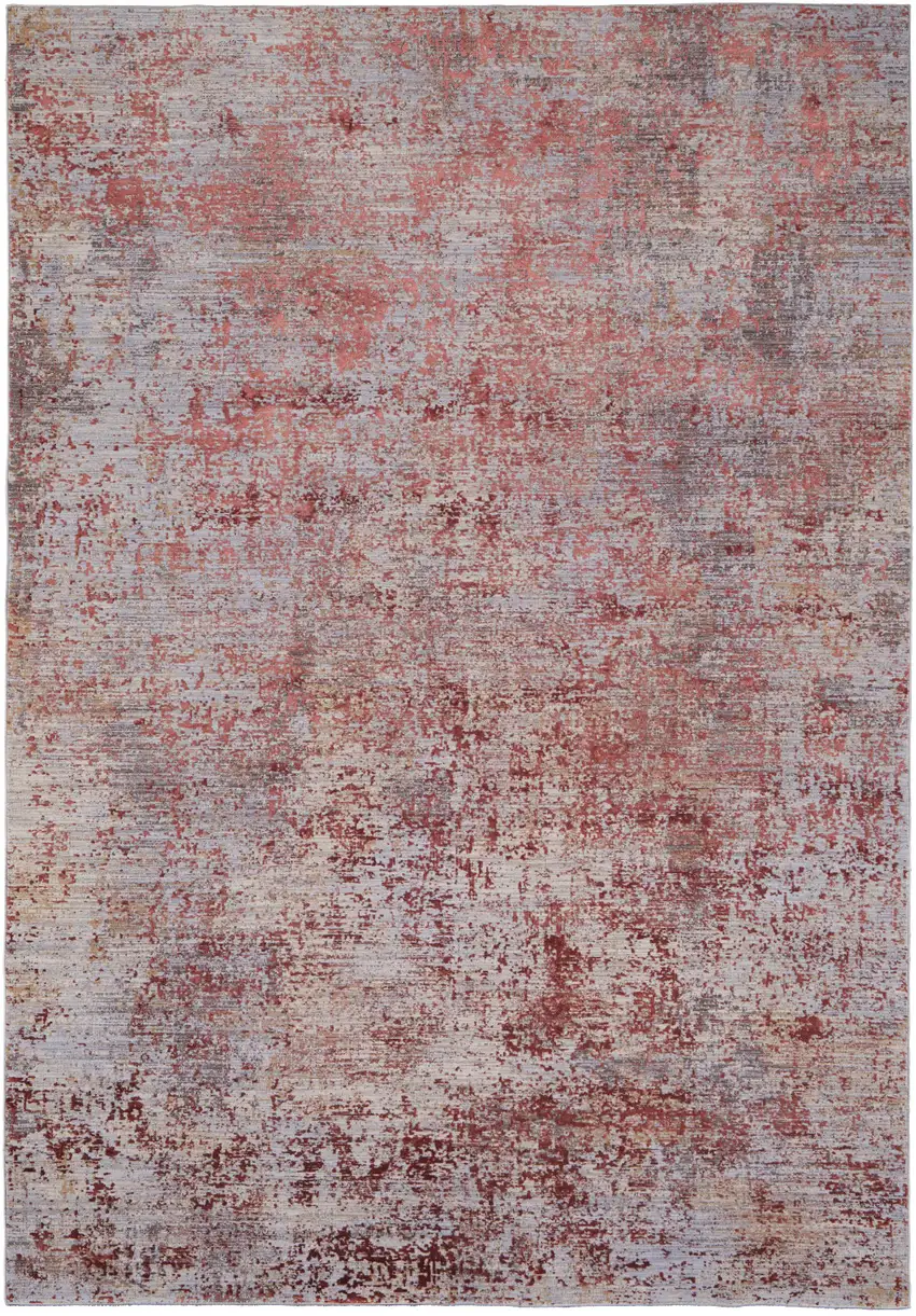 Red and Gray Abstract Power Loom Area Rug Photo 5