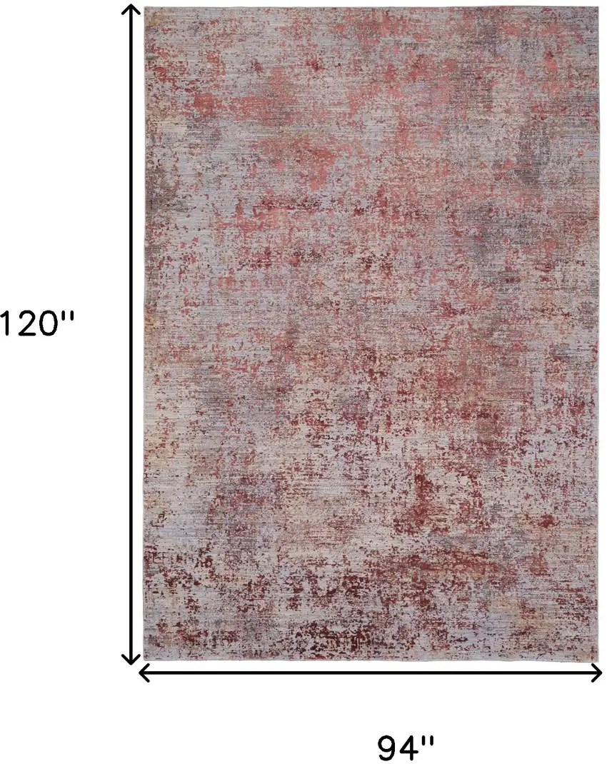 Red and Gray Abstract Power Loom Area Rug Photo 3