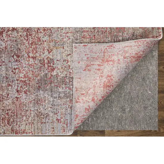 Red Gray And Pink Abstract Area Rug Photo 9