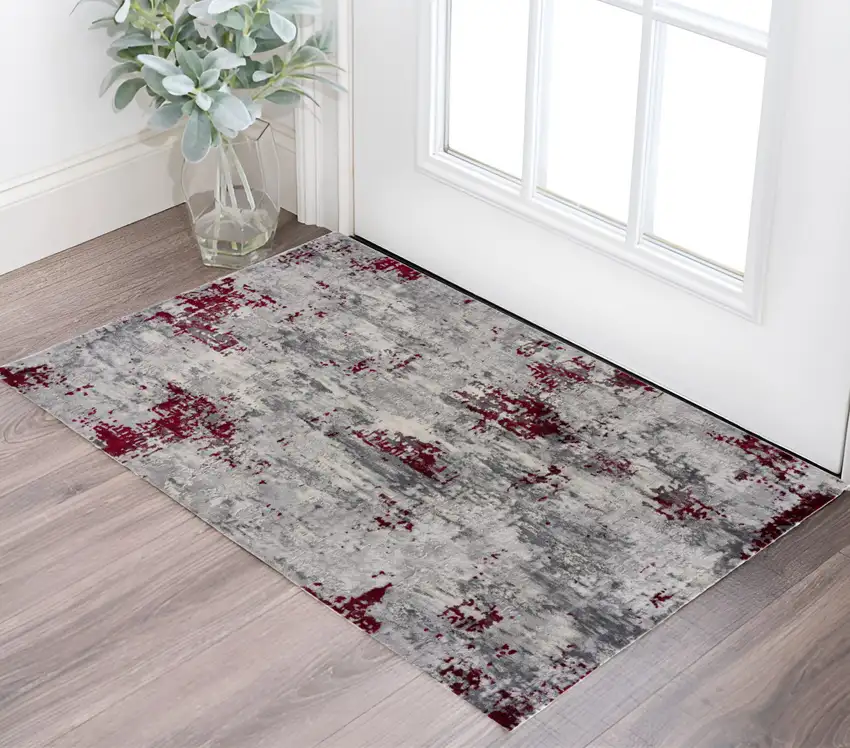 Red Abstract Dhurrie Area Rug Photo 1