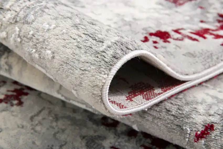 Red and Gray Modern Abstract Area Rug Photo 7