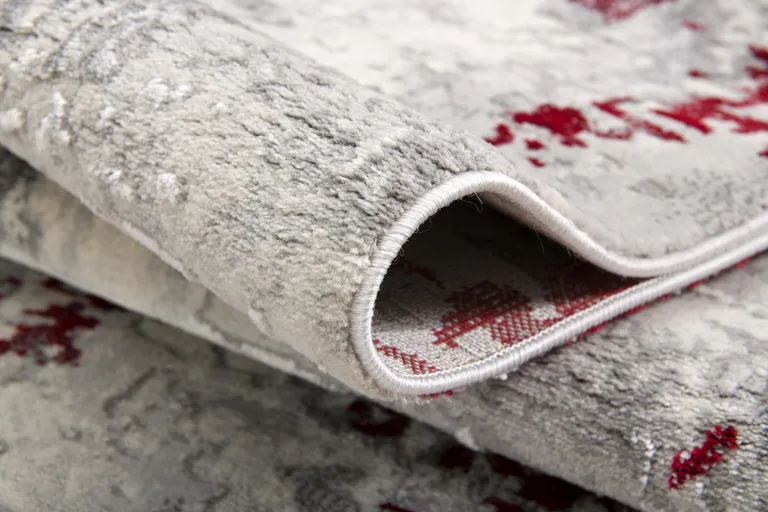 Red and Gray Modern Abstract Area Rug Photo 5