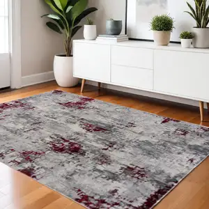 Photo of Red and Gray Modern Abstract Area Rug