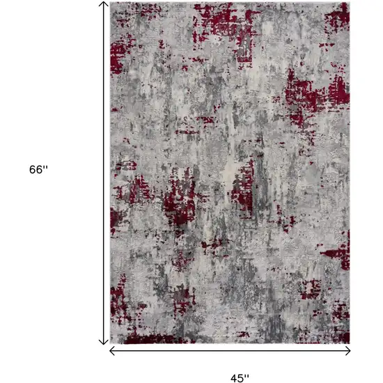 Red Abstract Dhurrie Area Rug Photo 3