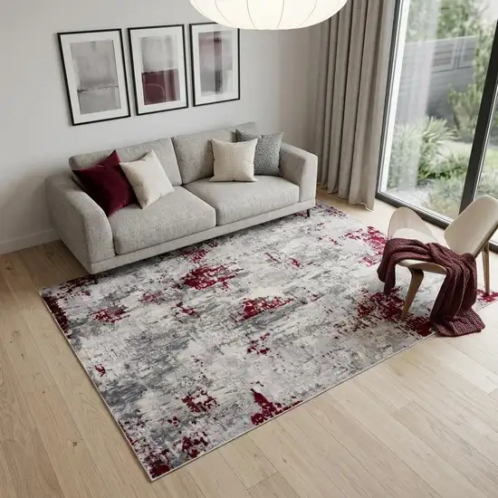 Red and Gray Abstract Area Rug Photo 1