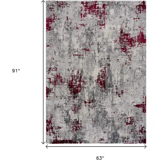 Red and Gray Abstract Area Rug Photo 3
