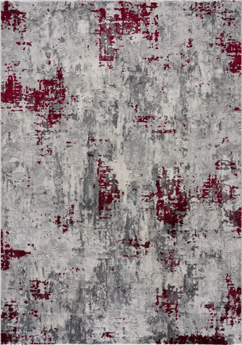 Red and Gray Abstract Area Rug Photo 5
