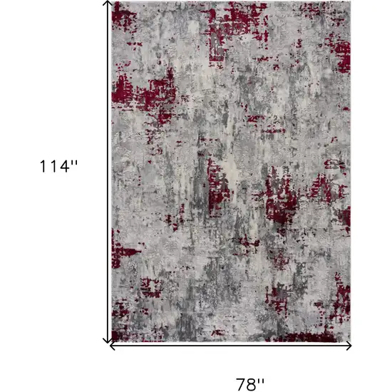 Gray And Red Abstract Area Rug Photo 3