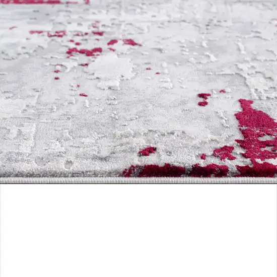 Gray And Red Abstract Area Rug Photo 6
