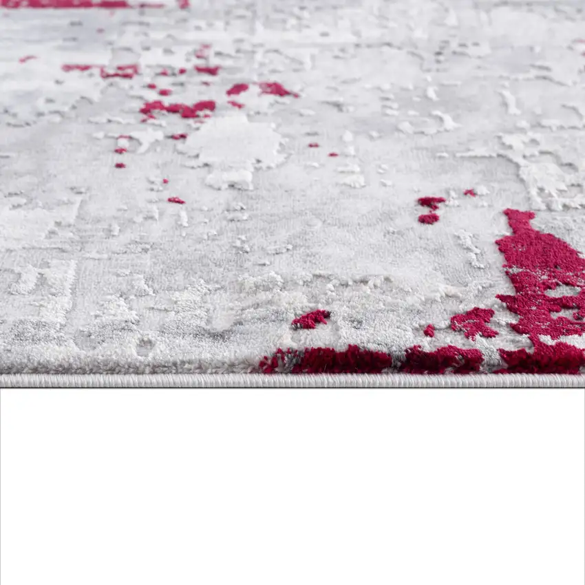 Gray And Red Abstract Area Rug Photo 6