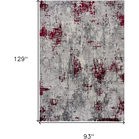 Red and Gray Modern Abstract Area Rug Photo 3