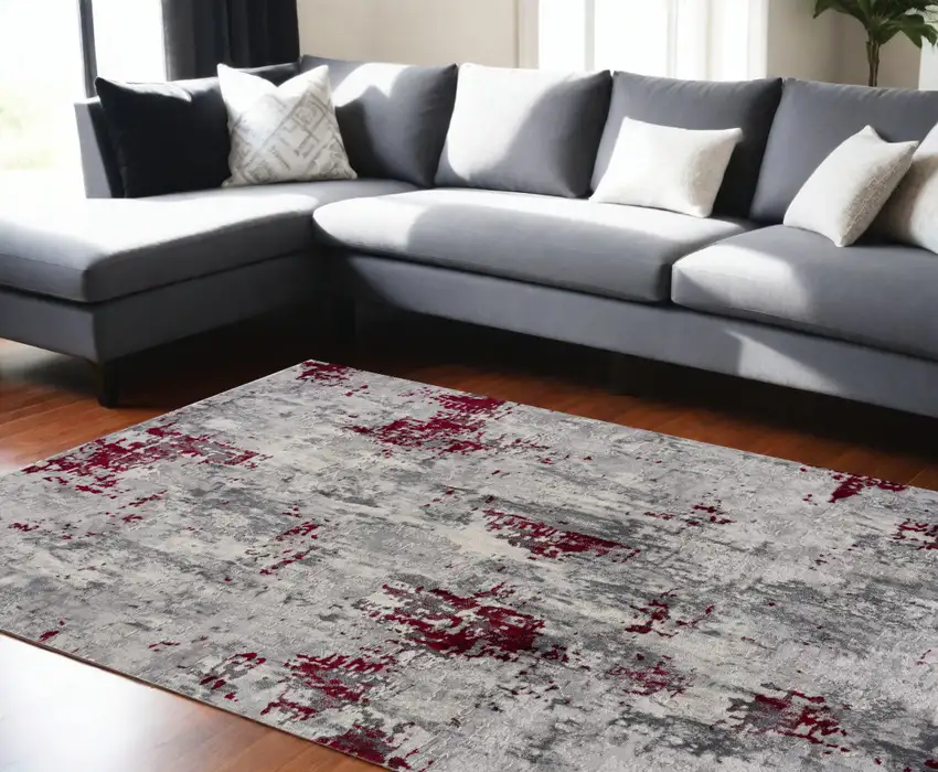 Red Abstract Dhurrie Area Rug Photo 1
